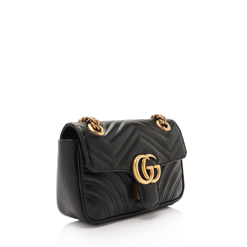 GG Marmont patent mini shoulder bag in black patent leather