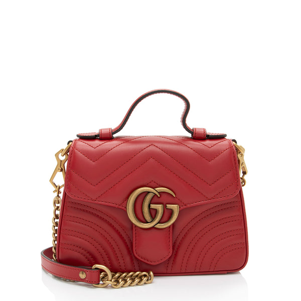 Gucci Matelasse Leather GG Marmont Mini Top Handle (SHF-JQUu1n)