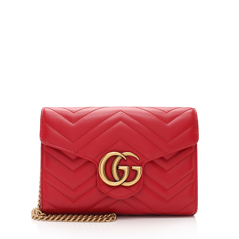 Gucci GG Marmont Matelasse Mini Bag (Wallet on Chain) Red