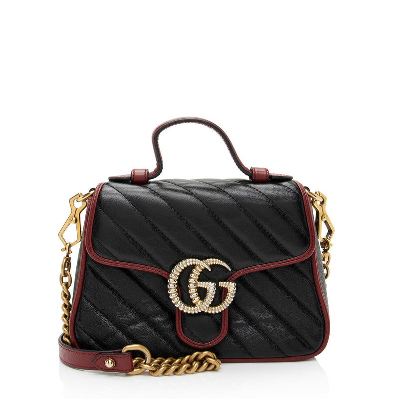 Gucci GG Marmont Matelasse Mini Black in Leather with ANTIQUE