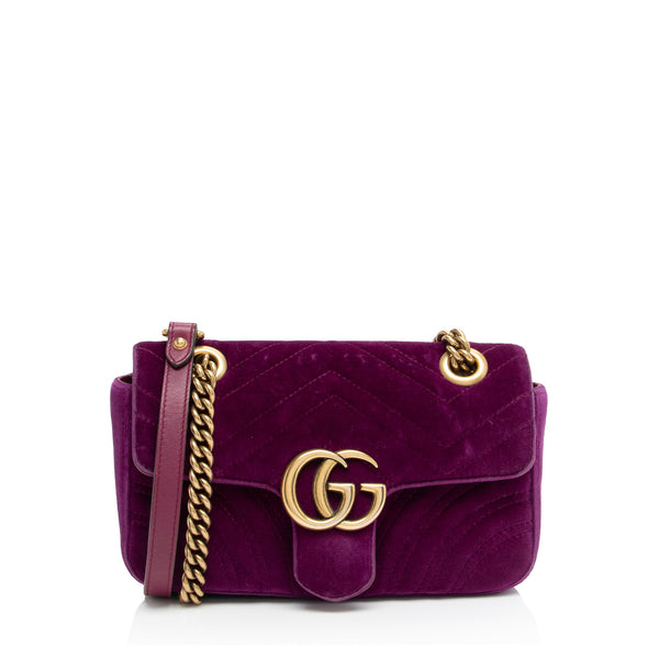 Gucci Matelasse Velvet GG Marmont Mini Flap  Bag (SHF-dH4gBl)