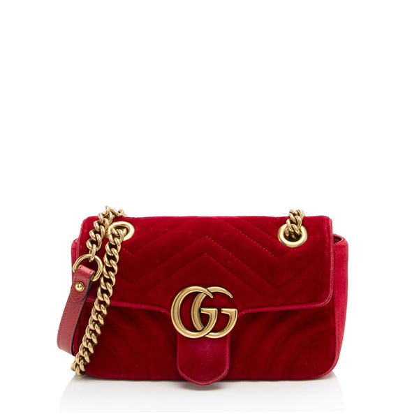 Gucci Matelasse Velvet GG Marmont Mini Flap Bag (SHF-80mt04)