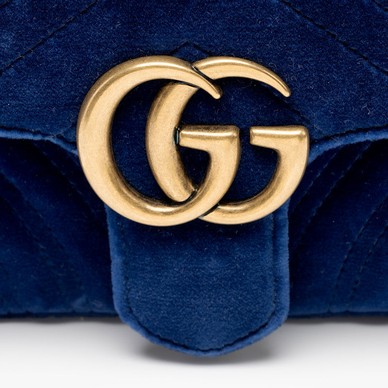 Gucci Matelasse Velvet GG Marmont Mini Flap Bag (SHF-YOfJ5m)