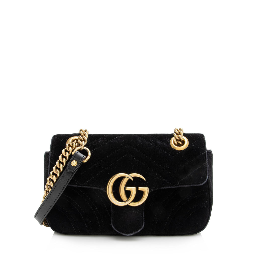 Gucci GG Marmont Shoulder Bag Matelasse Velvet Medium Black - US