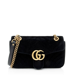 Gucci Matelasse Velvet GG Marmont Small Flap Shoulder Bag (SHF-cGU4RL)