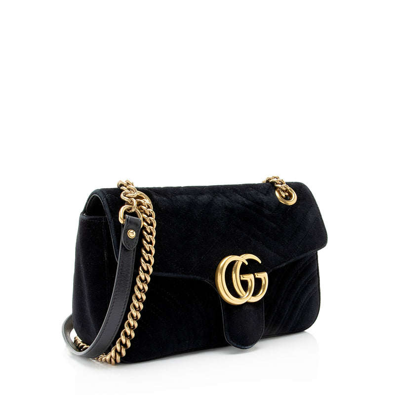 Gucci Matelasse Velvet GG Marmont Small Flap Shoulder Bag (SHF-cGU4RL)