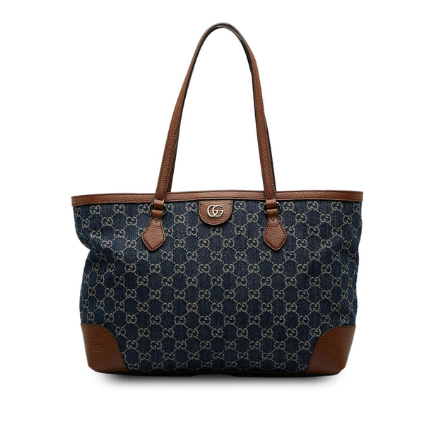 Gucci Medium GG Denim Ophidia Shopping Tote (SHG-TjQd49)