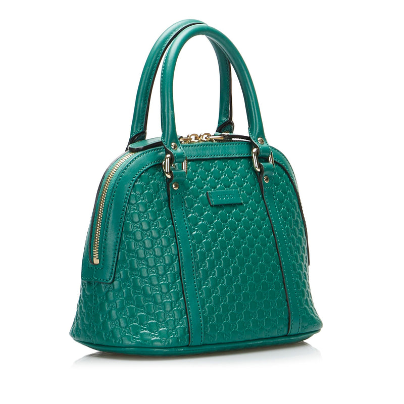 NEW Gucci Green Leather Mini GG Guccissima Dome Satchel Crossbody Shoulder  Bag