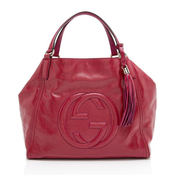 Gucci Patent Leather Soho Medium Tote (SHF-9PAlJ9)