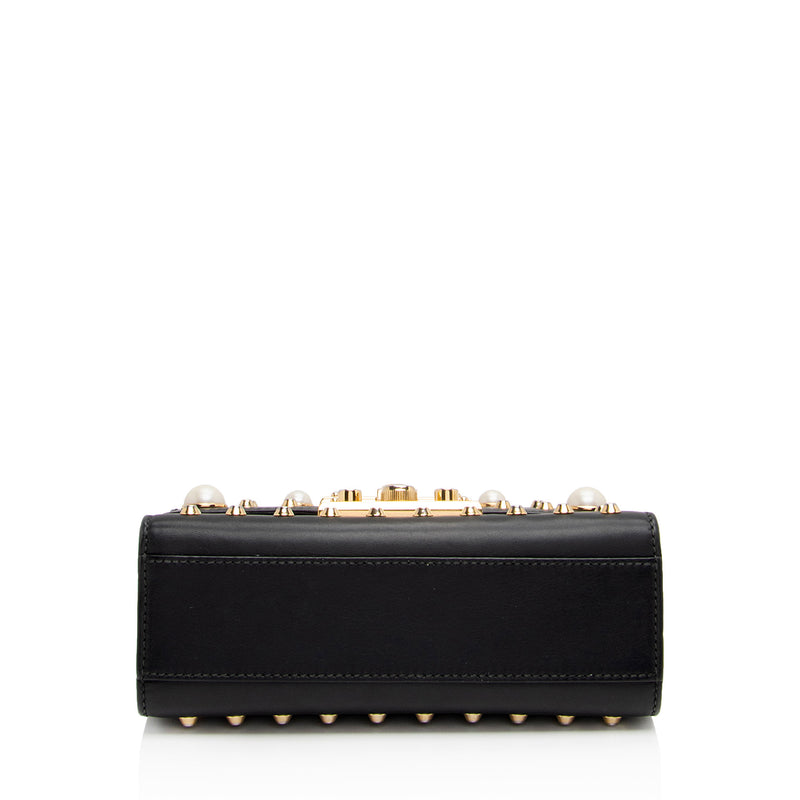 Gucci Pearl Embellished Leather Padlock Small Shoulder Bag (SHF-aixUmI)