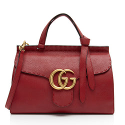 Gucci Pebbled Leather GG Marmont Top Handle (SHF-1wwBC0)