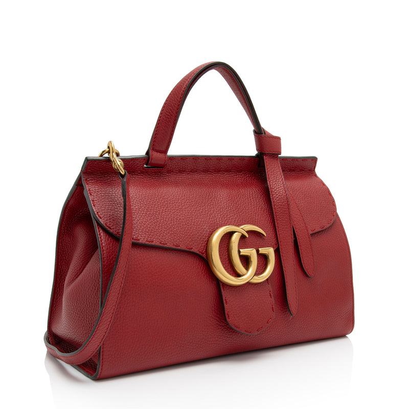 Gucci Pebbled Leather GG Marmont Top Handle (SHF-1wwBC0)