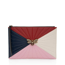 Gucci Quilted Leather Queen Margaret Bee Zip Clutch (SHF-ghI7kn)