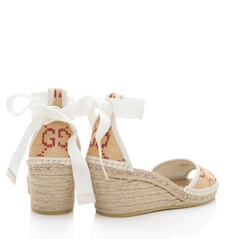 Gucci Raffia GG Espadrille Wedges - Size 9.5 / 39.5 (SHF-cXePJP)