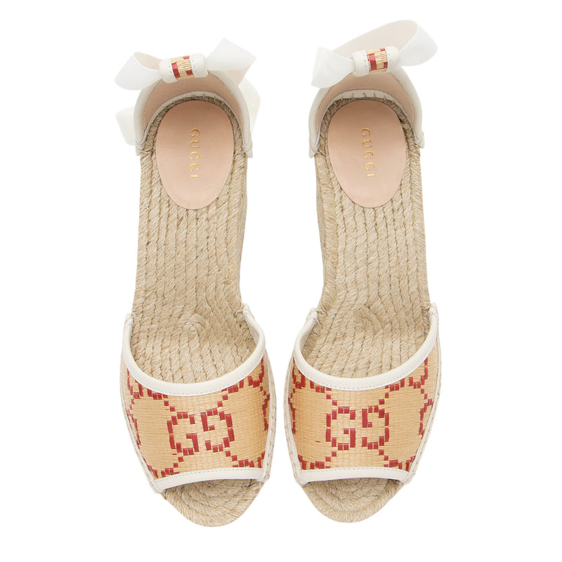 Gucci Raffia GG Espadrille Wedges - Size 9.5 / 39.5 (SHF-cXePJP)