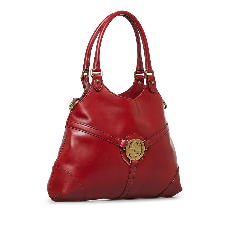 Gucci Reins Leather Hobo Shoulder Bag Red