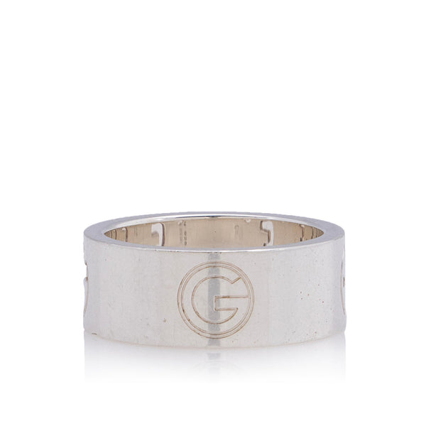 Gucci Sterling Silver Cutout G Logo Ring - Size 7 (SHF-HUZ34T)