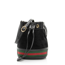 Gucci Suede Patent Leather Ophidia Mini Bucket Bag (SHF-23883)