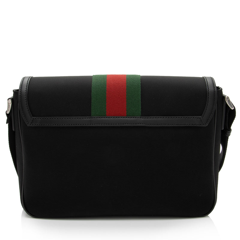 Shop GUCCI Canvas Nylon Leather Crossbody Bag Logo Outlet by