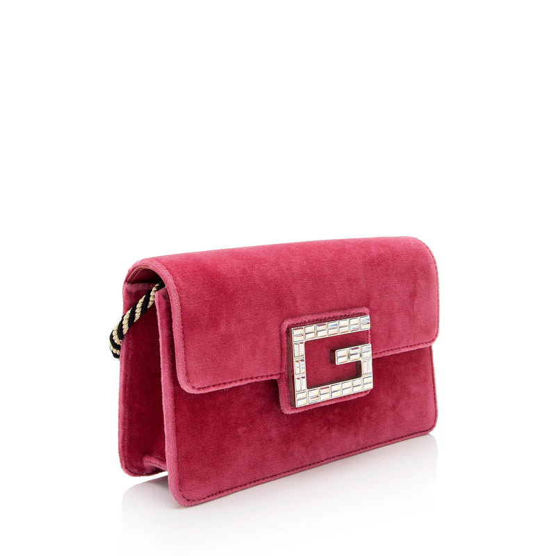 Gucci Velvet Crystal G Shoulder Bag SHF y04HzV LuxeDH