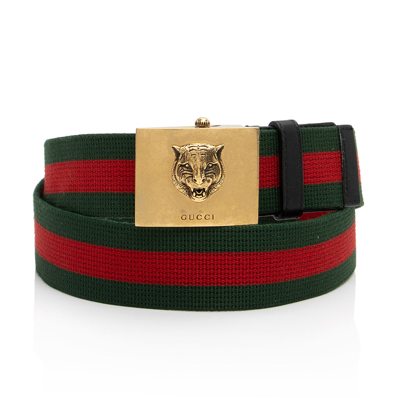 Gucci Web Feline Buckle Belt Size 40 100 SHF Imw5gg LuxeDH