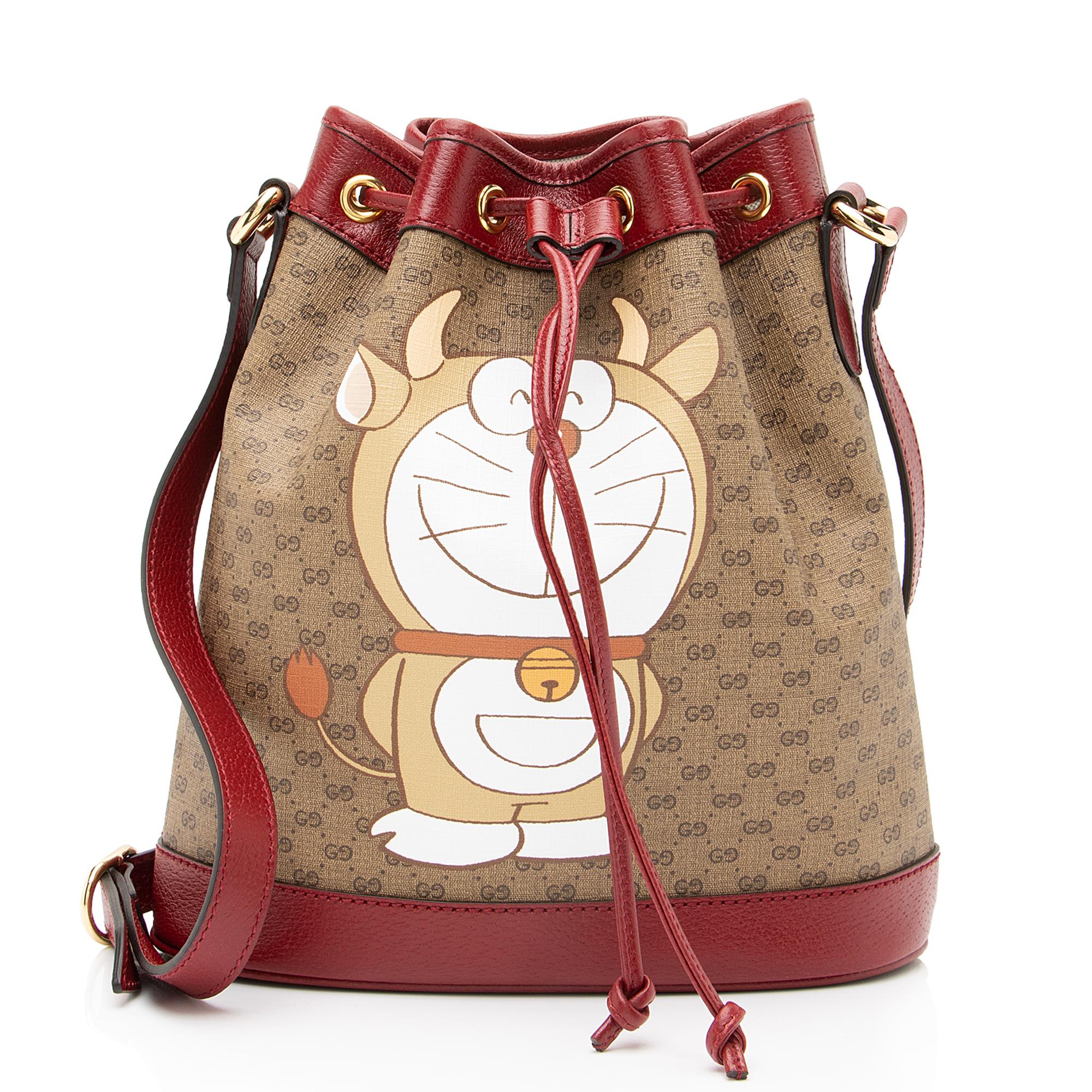 Gucci x Doraemon Micro GG Canvas Mini Bucket Bag (SHF-23366)