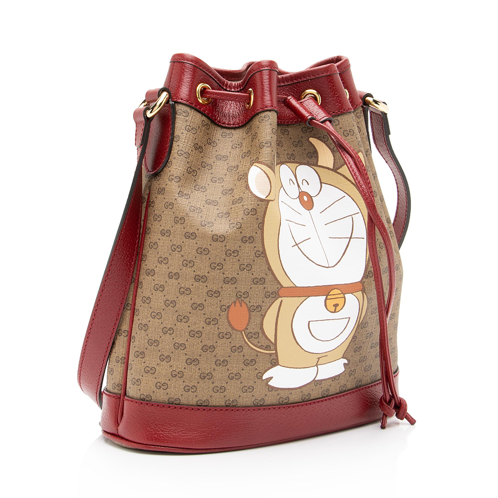 Gucci x Doraemon Micro GG Canvas Mini Bucket Bag (SHF-23366)