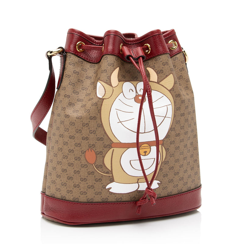 Gucci X Doraemon Micro GG Canvas Mini Bucket Bag (SHF-23730)