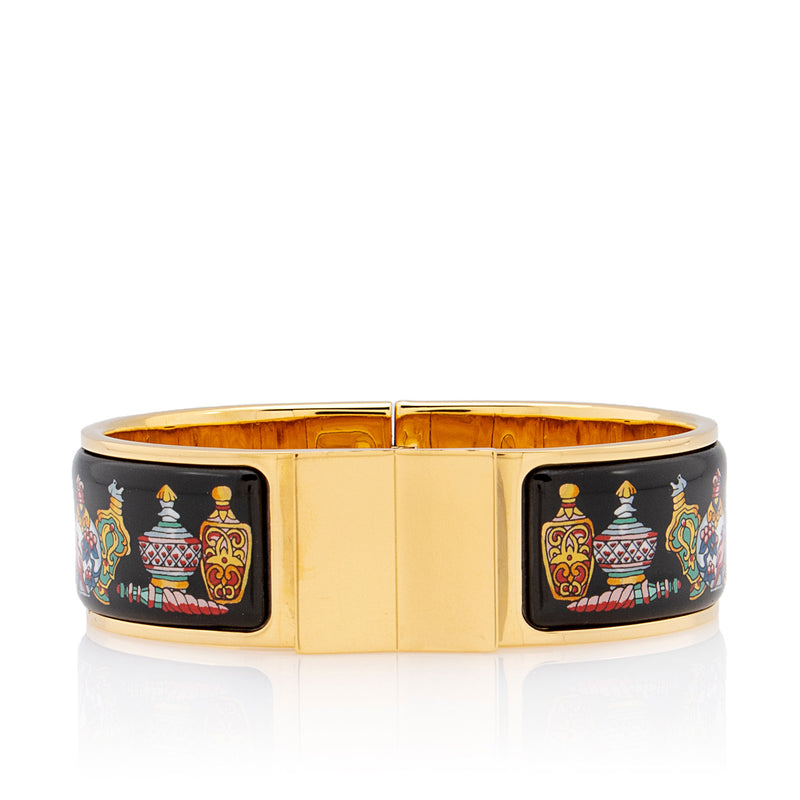 Hermes Loquet Enamel Wide Hinged Bracelet (SHF-FKBKkw)