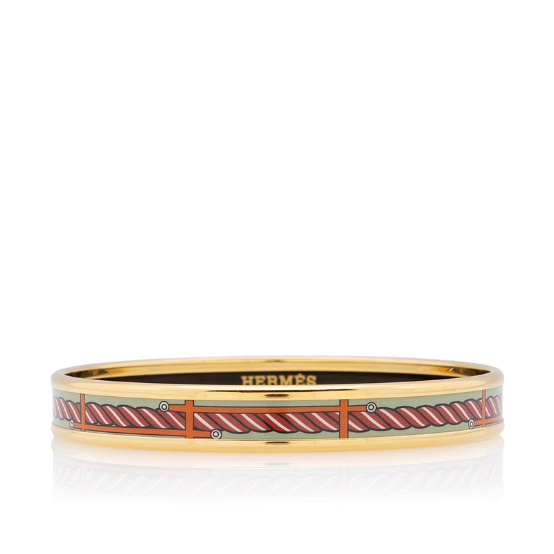 Hermes Narrow Enamel Bangle (Black/Gold)