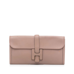 Hermes Jige Elan Calfskin Leather Clutch Wallet in Pink