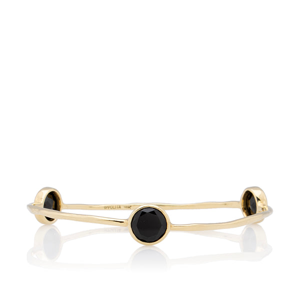 Ippolita 18k Yellow Gold Onyx Rock Candy 3-Stone Bangle Bracelet (SHF-58Ae1T)