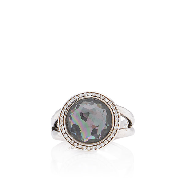 Ippolita Sterling Silver Diamond Hematite Lollipop Mini Ring - Size 5 (SHF-Nqsejy)