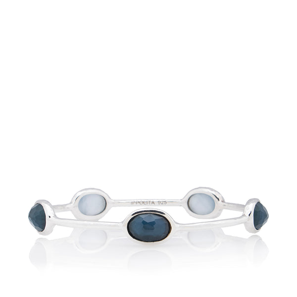 Ippolita Sterling Silver Mother of Pearl Quartz Rock Candy 5-Stone Bangle (SHF-si7J7y)