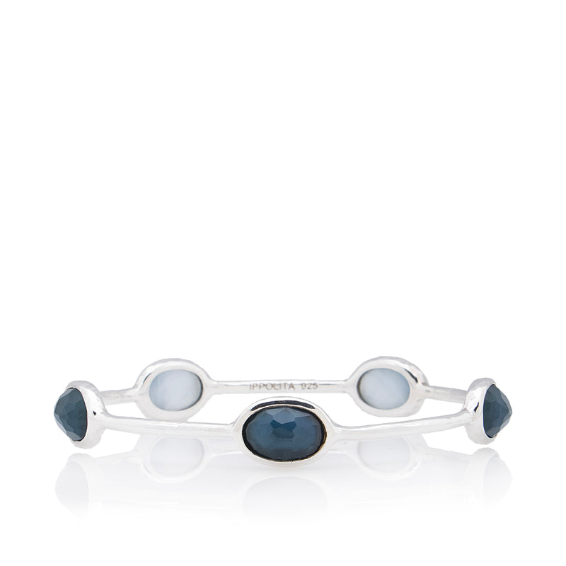 Ippolita Sterling Silver Mother of Pearl Quartz Rock Candy 5-Stone Bangle (SHF-si7J7y)