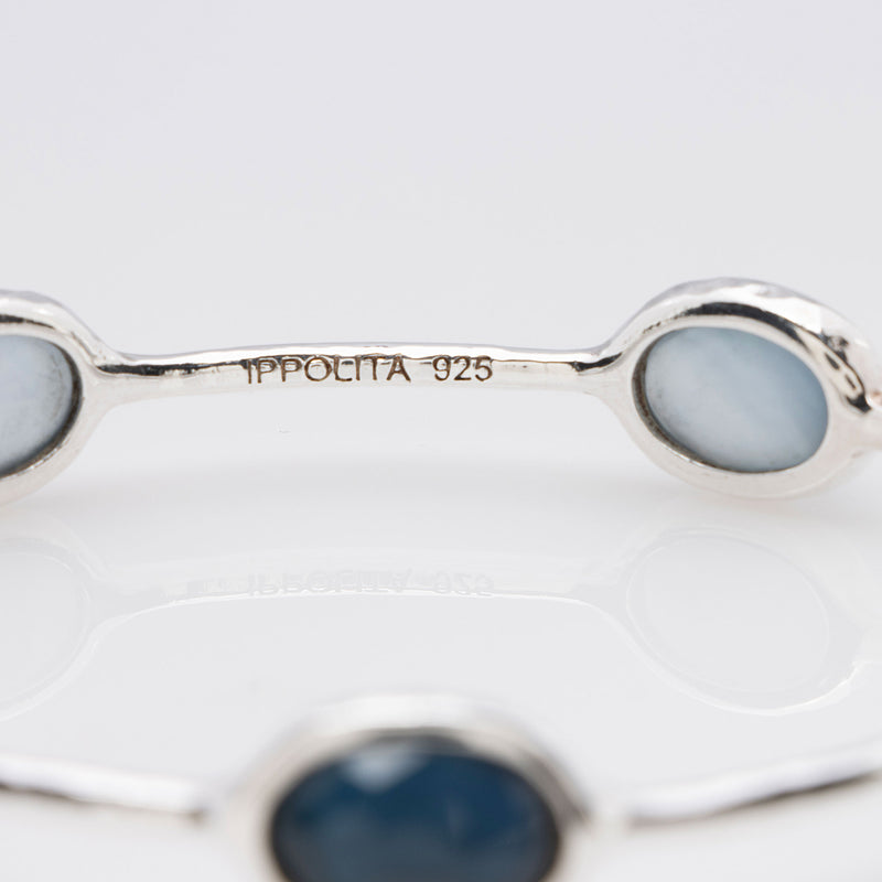 Ippolita Sterling Silver Mother of Pearl Quartz Rock Candy 5-Stone Bangle (SHF-si7J7y)