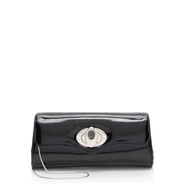 Judith Leiber Patent Leather Crystal Turnlock Clutch (SHF-D1Or7j)