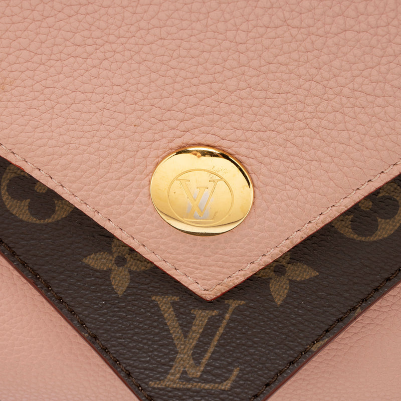 Louis Vuitton Double V Wallet Leather With Monogram Canvas