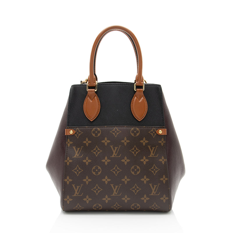 Louis Vuitton Calfskin Monogram Canvas Fold Tote MM (SHF-rBGn0I)