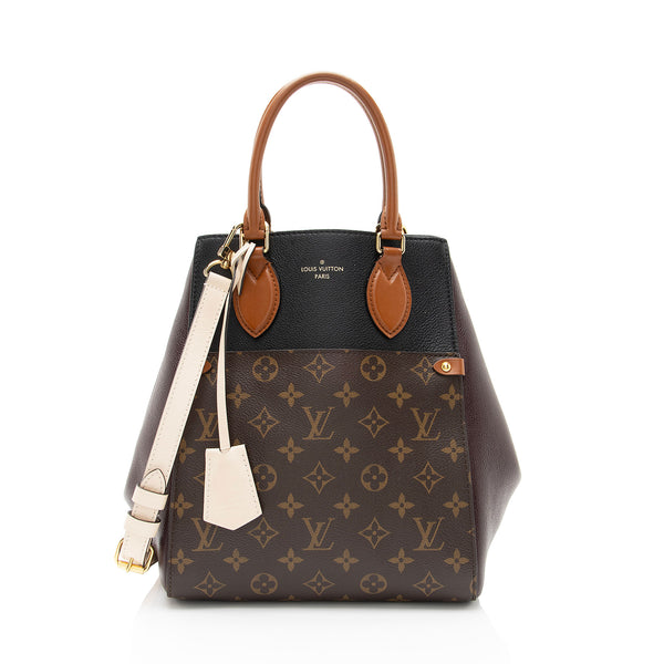 Louis Vuitton Calfskin Monogram Canvas Fold Tote MM (SHF-rBGn0I)