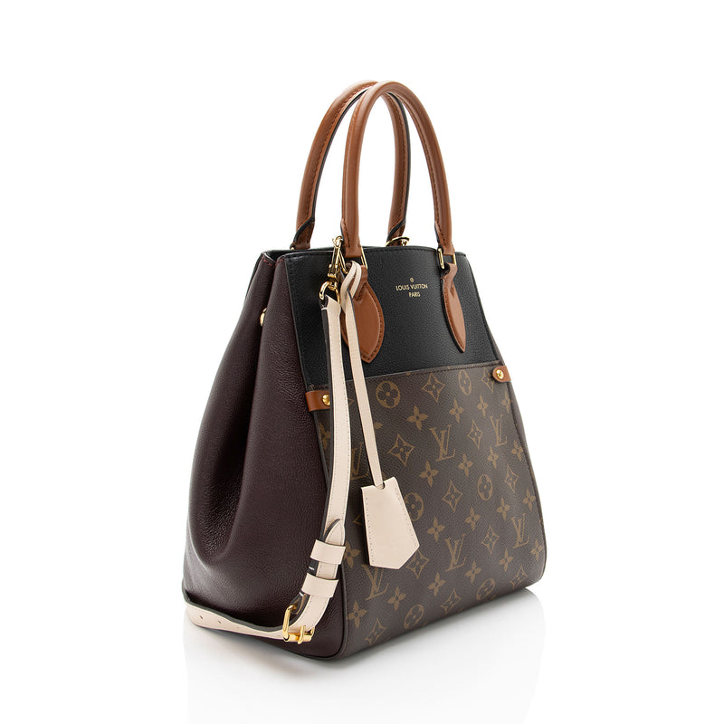 Louis Vuitton Calfskin Monogram Canvas Fold Tote MM (SHF-rBGn0I)