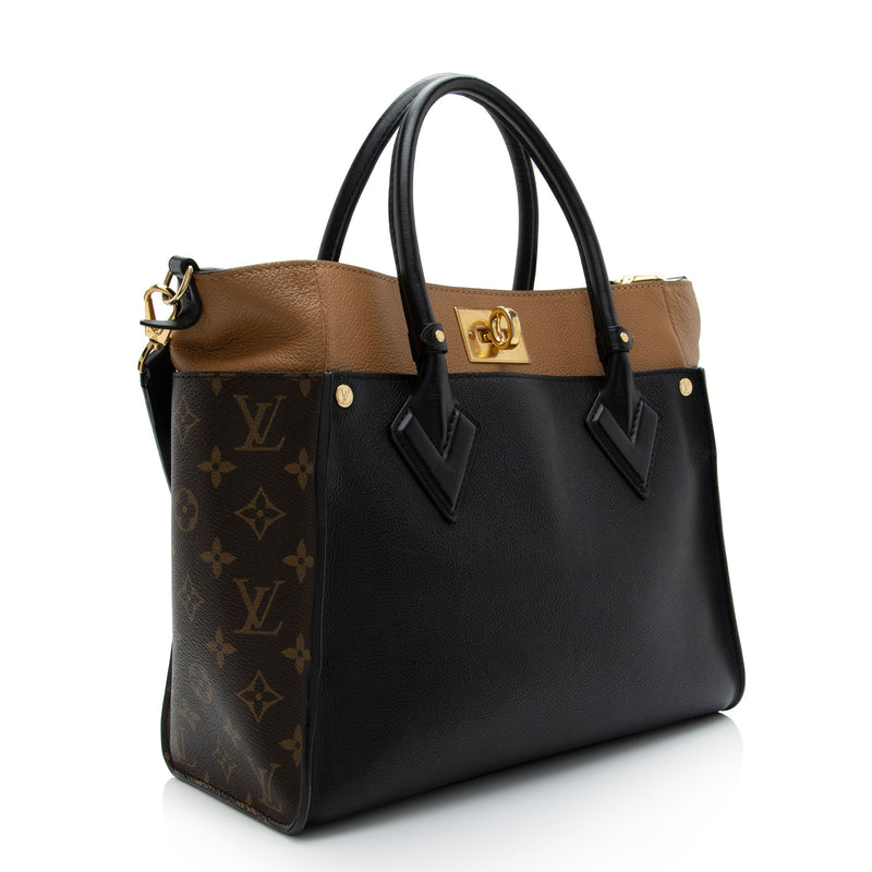 Louis Vuitton Calfskin Monogram Canvas On My Side MM Tote (SHF-RiHqE0)