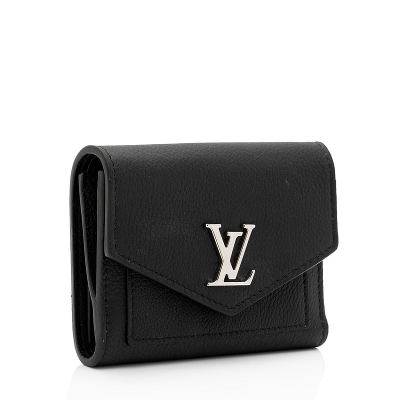 LOUIS VUITTON Soft Calfskin My Lockme Compact Wallet Black