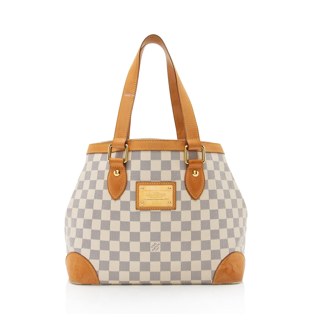 A Louis Vuitton Hampstead Bag. Damier Azur Leather Exterior With