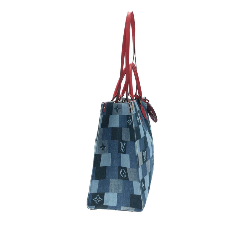 Louis Vuitton ONTHEGO GM Tote Shoulder Bag M44992 Denim Blue Monogram Woman  New