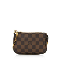 Louis Vuitton Brown, Pattern Print 2021 Damier Ebene Mini Pochette Accessoires