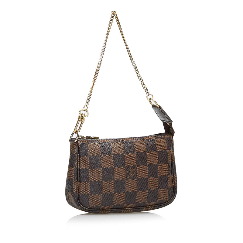 Louis Vuitton Mini Pochette accessoires Damier Ebene Brown Leather