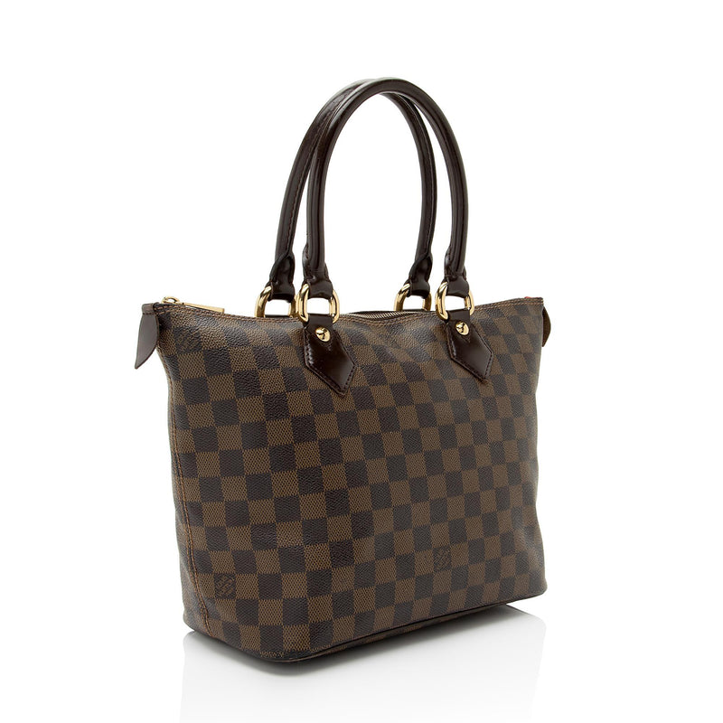 LOUIS VUITTON Saleya MM Damier Ebene Tote Bag Brown