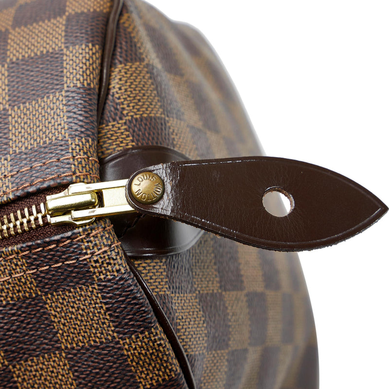 Louis Vuitton Brown, Pattern Print Damier Ebene Speedy 30 w/ Strap