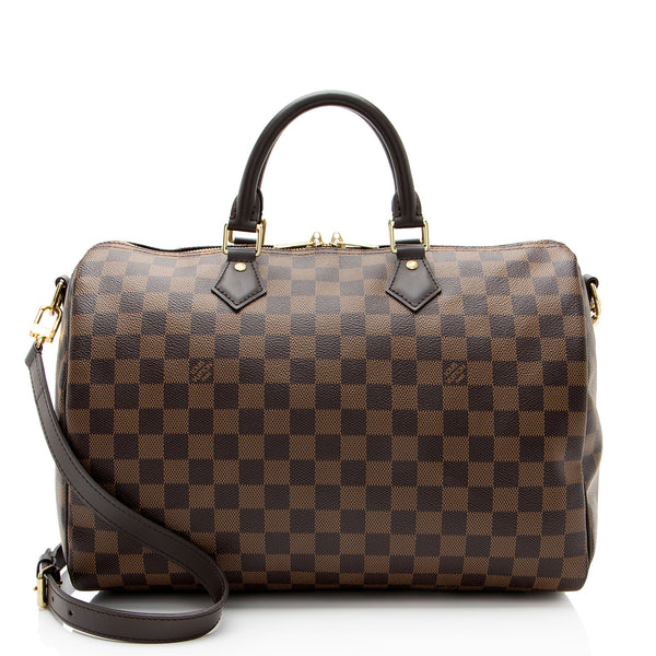 Louis Vuitton Damier Ebene Speedy Bandouliere 35 Satchel (SHF-8UjMW0)